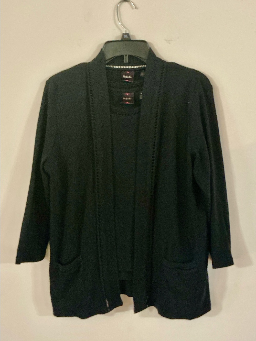 Rafaela Black Sweater Set - Sleeveless Tank And Long Sleeve Jacket - Size M/L